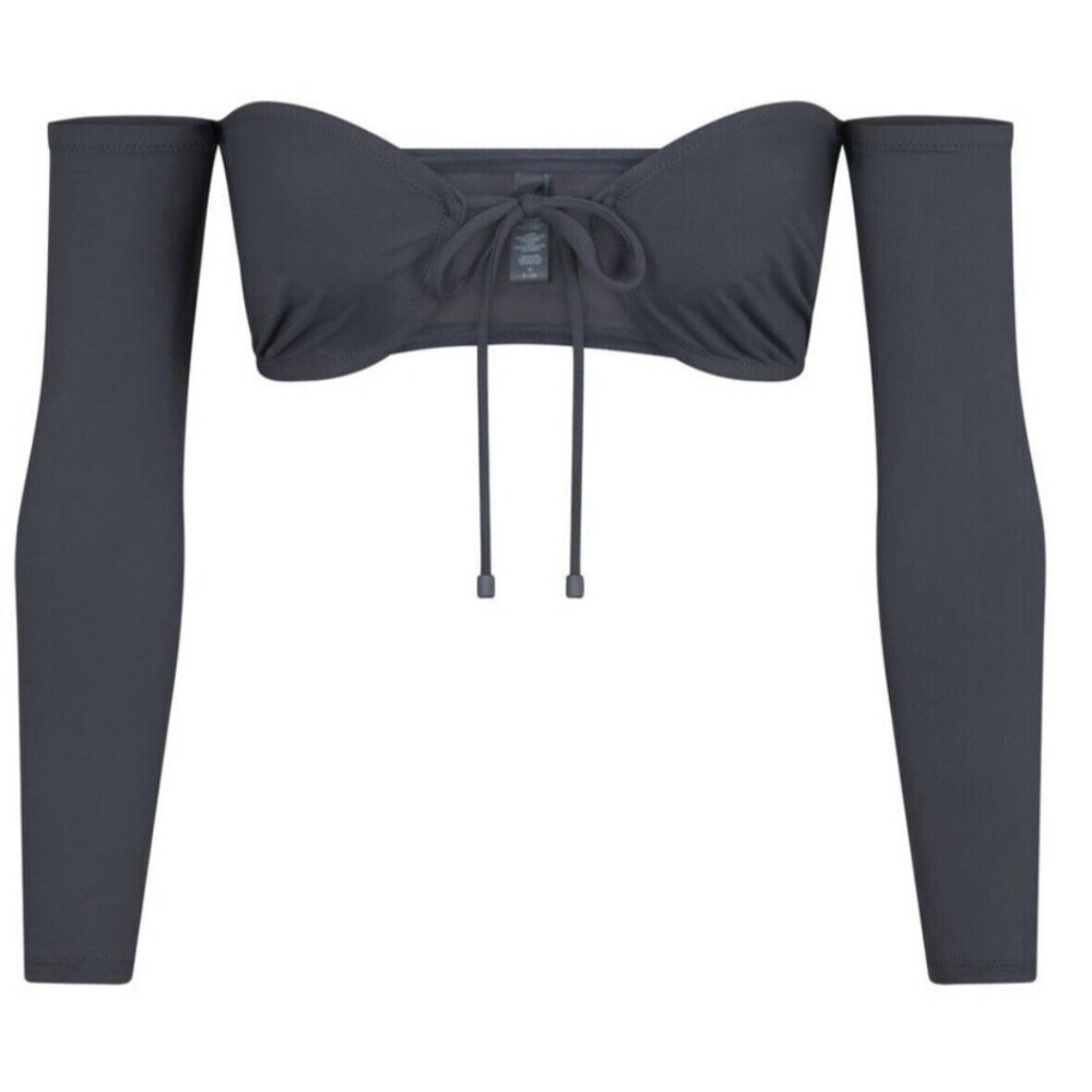 SKIMS Recycled Swim Long Sleeve Bikini Top Gunmetal Gray‎ Women's SIZE 4X NWT
